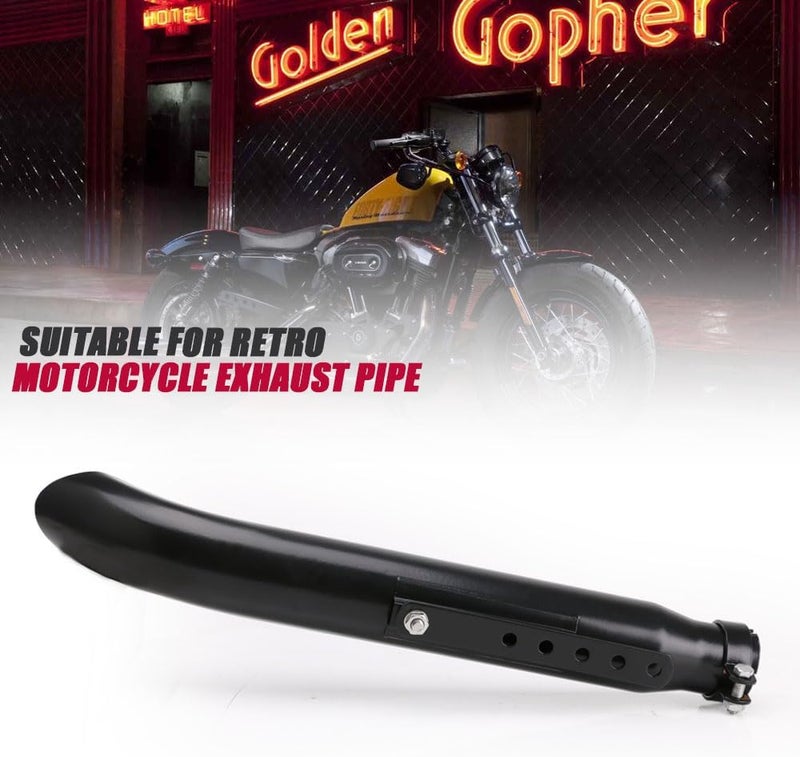 Tesmirror Baking Paint Universal Motorcycles Slash Cut Exhaust Tip Muffler Pipe for 1-3/8", 1-1/2"(1.5 inch), 1-5/8" and 1-3/4"(1.75 inch) Chopper Cafe Racer Loud black(one piece) - Image 3